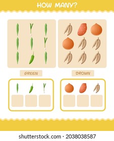 How many cartoon vegetables. Counting game. Educational game for pre shool years kids and toddlers