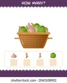 How many cartoon vegetables. Counting game. Educational game for pre shool years kids and toddlers