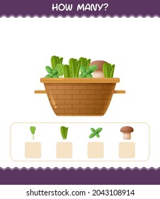 How many cartoon vegetables. Counting game. Educational game for pre shool years kids and toddlers