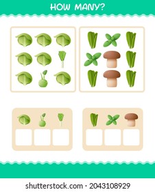 How many cartoon vegetables. Counting game. Educational game for pre shool years kids and toddlers
