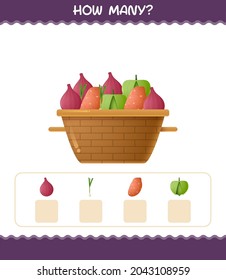 How many cartoon vegetables. Counting game. Educational game for pre shool years kids and toddlers