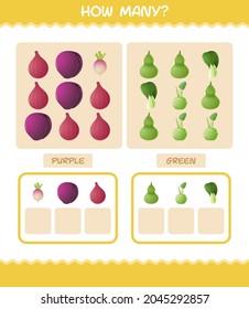 How many cartoon vegetables. Counting game. Educational game for pre shool years kids and toddlers