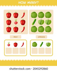 Cuántas verduras de dibujos animados. Juego de conteo. Juego educativo para niños y niños en edad preescolar