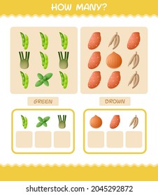 How many cartoon vegetables. Counting game. Educational game for pre shool years kids and toddlers