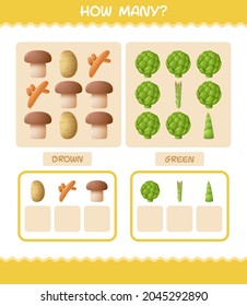How many cartoon vegetables. Counting game. Educational game for pre shool years kids and toddlers