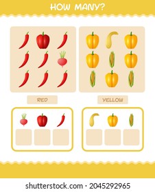 How many cartoon vegetables. Counting game. Educational game for pre shool years kids and toddlers