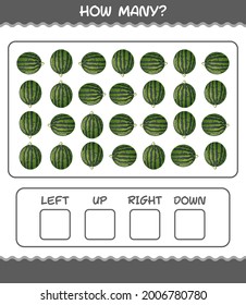How many cartoon watermelon. Counting game. Educational game for pre shool years kids and toddlers