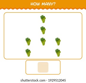 How many cartoon white grape. Counting game. Educational game for pre shool years kids and toddlers
