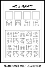 How many Castle, game for children. Vector illustration, printable worksheet