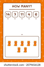 How many Cat, game for children. Vector illustration, printable worksheet