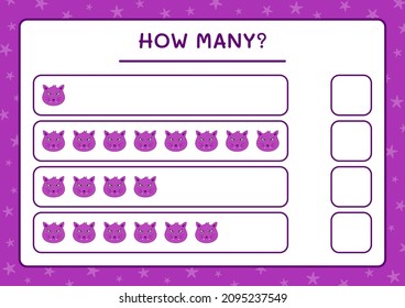 How many Cat, game for children. Vector illustration, printable worksheet