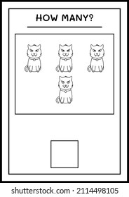 How many Cat, game for children. Vector illustration, printable worksheet