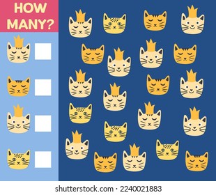 How many Cat, game for children. How many are they game. Count the Cats in the picture and write the result.