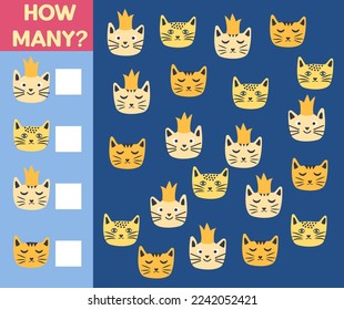 How many Cat, game for children. How many are they game. Count the Cats in the picture and write the result.