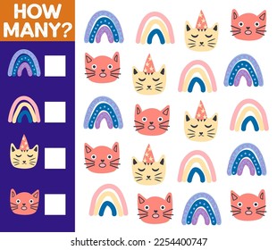 How many Cat, game for children. How many are they game. Count the Cats in the picture and write the result.