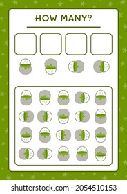 How many Cauldron, game for children. Vector illustration, printable worksheet