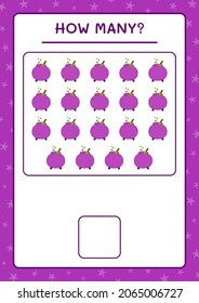 How many Cauldron, game for children. Vector illustration, printable worksheet