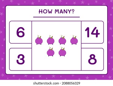 How many Cauldron, game for children. Vector illustration, printable worksheet