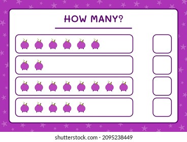 How many Cauldron, game for children. Vector illustration, printable worksheet
