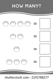 How many of Cauldron, game for children. Vector illustration, printable worksheet