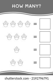 How many of Chick, game for children. Vector illustration, printable worksheet