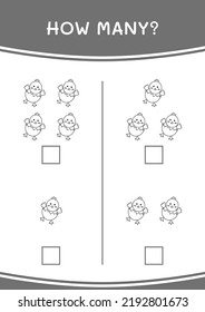 How many of Chick, game for children. Vector illustration, printable worksheet