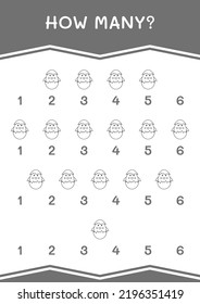 How many of Chick, game for children. Vector illustration, printable worksheet