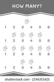 How many of Chick, game for children. Vector illustration, printable worksheet