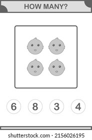 How Many Chicken face. Worksheet for kids