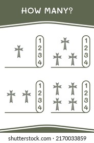 How many of Christian cross, game for children. Vector illustration, printable worksheet
