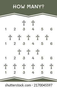 How many of Christian cross, game for children. Vector illustration, printable worksheet