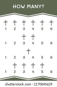 How many of Christian cross, game for children. Vector illustration, printable worksheet