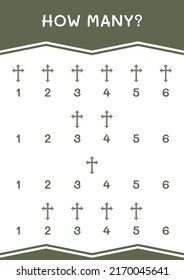 How many of Christian cross, game for children. Vector illustration, printable worksheet