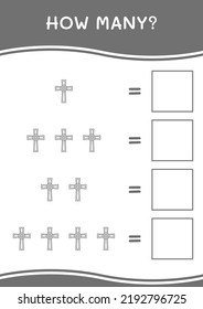 How many of Christian cross, game for children. Vector illustration, printable worksheet