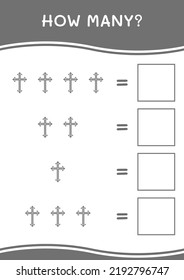 How many of Christian cross, game for children. Vector illustration, printable worksheet