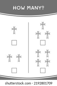 How many of Christian cross, game for children. Vector illustration, printable worksheet