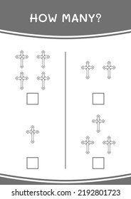 How many of Christian cross, game for children. Vector illustration, printable worksheet