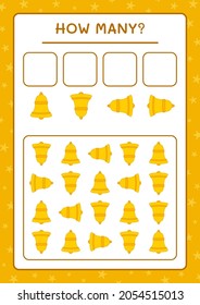 How many christmas bell, game for children. Vector illustration, printable worksheet