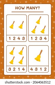 How many christmas bell, game for children. Vector illustration, printable worksheet