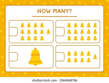 How many christmas bell, game for children. Vector illustration, printable worksheet