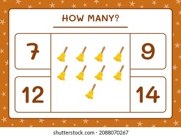 How many christmas bell, game for children. Vector illustration, printable worksheet