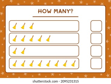 How many christmas bell, game for children. Vector illustration, printable worksheet