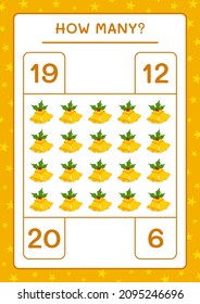 How many christmas bell, game for children. Vector illustration, printable worksheet