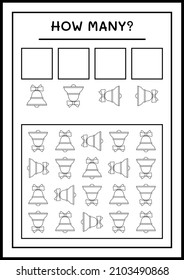 How many christmas bell, game for children. Vector illustration, printable worksheet