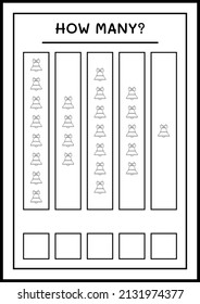 How many christmas bell, game for children. Vector illustration, printable worksheet