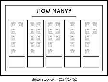 How many christmas calendar, game for children. Vector illustration, printable worksheet