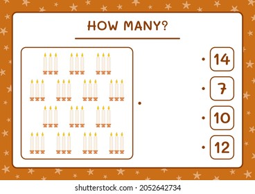 How many christmas candle, game for children. Vector illustration, printable worksheet