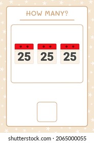 How many christmas candle, game for children. Vector illustration, printable worksheet