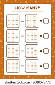 How many christmas candle, game for children. Vector illustration, printable worksheet