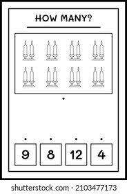 How many christmas candle, game for children. Vector illustration, printable worksheet